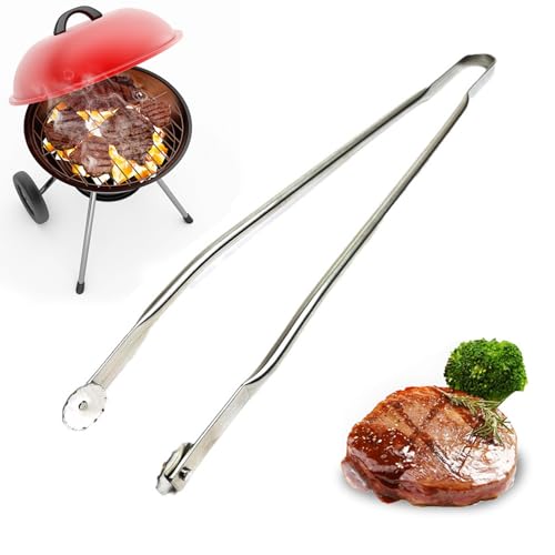BBQ-Wurstwendezange, 304-Edelstahl-Küchenkochzange, BBQ-Grill-Wendezange für Wurst/Speck/Steak/Fleisch/Gemüse 16 Zoll von Roadoor