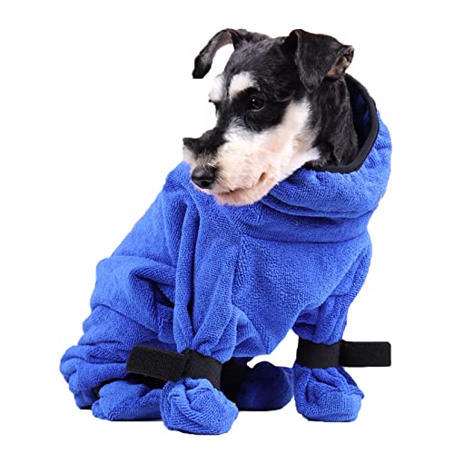 Hunde-Bademantel, atmungsaktiv, hält warm, verdickend, Trocknungsmantel, Haustier-Badetuch für Zuhause, Blau, XS von Roadoor