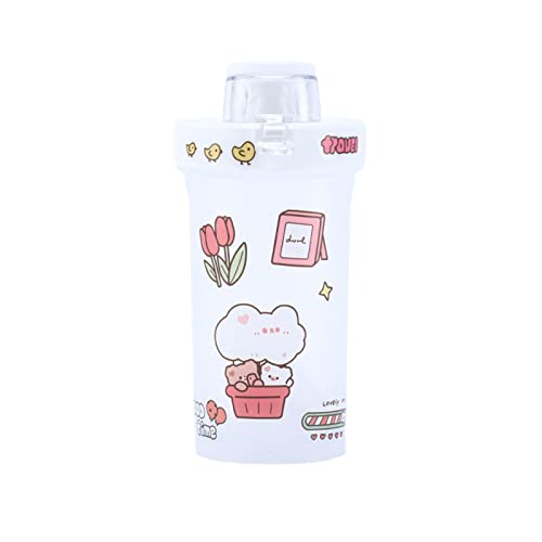 Roadoor 300 ml Schüttlerflasche mit Cartoon -Aufkleber, gute Versiegelung, breite Mund -Mund -Kapazitätsnahrungsmittel -Nahrungsmittelqualität Plastik Protein Pulver Shaker Tasse Weiß von Roadoor