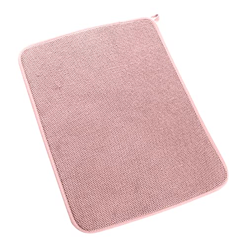 Roadoor Abtropfmatte aus Mikrofaser, Abtropfmatte für Geschirr, rutschfest, Abtropfmatte für Küchentheke saugfähig, Geschirrmatte zum Abtrocknen, Küchenmatte, hitzebeständig, Rosa, 38 cm von Roadoor