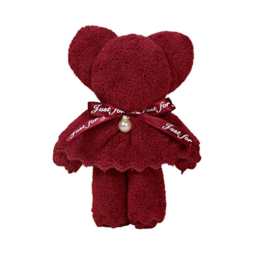 Roadoor Teddybär-förmiges Mini-Handtuch, schnelles Trocknen stark saugfähiges Coral-Fleece-Handtuch für Hochzeits-Valentinstag 2 1size. von Roadoor