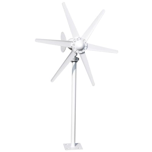 Windturbine Generator 800W 12V-24V mit 6 Blättern, niedrige Startwindgeschwindigkeit 1,0 m/s, Solar-Wind-Hybrid-Laderegler, Windrad für Haushalt, Boot, Solar-Insel-System (Weiß) von Roadoor