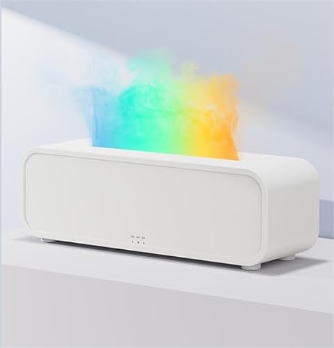 3D Flame Ätherisches Öl Diffusor, 250ml Sound Pick-up Flamme Luftbefeuchter mit Timer, Auto-Off-Schutz, 7 Farben 4 Modi LED-Licht und Fernbedienung, Aroma Diffusor für Haus, Büro (Weiß) von Roadtime