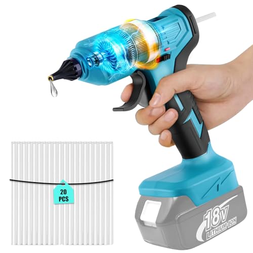 Akku Heißklebepistole, kompatibel mit Makita 18V Akku, 100W, Max. 260℃, Schnelles Vorheizen Klebepistole mit 20pcs 11mm Klebesticks für DIY Handwerk, Home Repair (nur Werkzeuge) von Roadtime