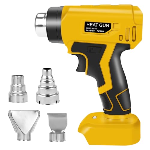 Akku Heißluftpistole Kompatibel mit Dewalt 20V Akku, Max. 430℃ Kabellose Heißluftpistole mit 4 Düsen zum Abbeizen, Biegen von Rohren, DIY (ohne Akku) von Roadtime