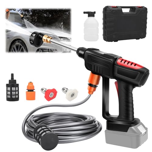 Roadtime Akku Hochdruckreiniger für Makita 18V Akku,Mobile Reinigung und Bewässerung Druckreinigerpistole,Druckreiniger mit 6 IN 1 Düse,Max 30 Bar, 5.5L/min,10M Schlauch für Auto,Garten (Ohne Akku) von Roadtime
