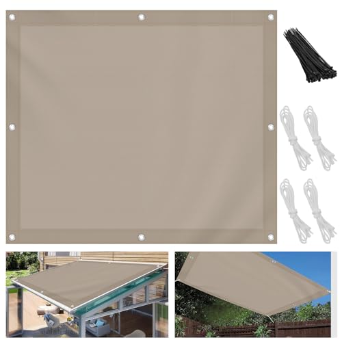 Roadtime Sonnensegel Wasserdichtes Rechteckig, Sonnenschutz Balkon Terrasse, Ohne Bohren, UV-Schutz, Wetterfest, mit Ösen, Seilen und Bändern, für Pergola Terrasse Balkon Garten (2 * 3m,Khaki) von Roadtime