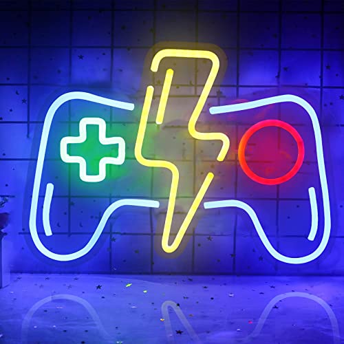 Roadtime Spiel Leuchtreklame, Neonlicht Wand Deko, Neon Wandleuchte für Gamer Raum Wand Schlafzimmer Dekoration, Gamer Geschenk Neon Wandleuchte für Jungen-Spielzimmer (Blue) von Roadtime