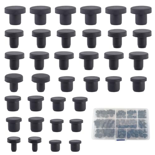 100Stk Gummistopfen Silikon 10 größen mit Aufbewahrungsbox Verschlussstopfen Silikon-Lochstopfen T-Förmige Solider Silikonstopfen Rund Blindstopfen für Löcher 4-9.5mm Innendurchmesser Flaschen Rohre von RobLuX