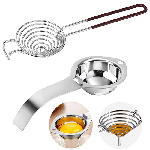 RobLuX 2 Stück Eiertrenner, Eiertrenner Edelstahl, Lebensmittelechtes Material, Eigelbtrenner, SpüLmaschinenfest, Mit Langen und Kurzen Griffen, FüR BackgeräTe in Der HeimküChe von RobLuX