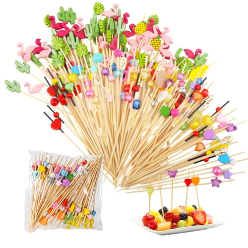 RobLuX 200 Stück Cocktailspieße 12CM Fingerfood Spieße Cocktail Sticks Spieß Zahnstocher Aus Holz Bambus Cocktailspieße Zahnstocher für Bars Restaurants Kuchen Getränke(Flamingo Ananas Blätter Liebe) RobLuX 200 Stück Cocktailspieße 12CM Fingerfood Spieße Cocktail Sticks Spieß Zahnstocher Aus Holz Bambus Cocktailspieße Zahnstocher für Bars Restaurants Kuchen Getränke(Flamingo Ananas Blätter Liebe) von RobLuX