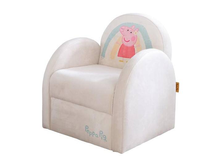 Kindersessel 'Peppa Pig' mit Armlehnen - Samtstoff in Beige mit Peppa Print Kindersessel 'Peppa Pig' mit Armlehnen - Samtstoff in Beige mit Peppa Print von Roba