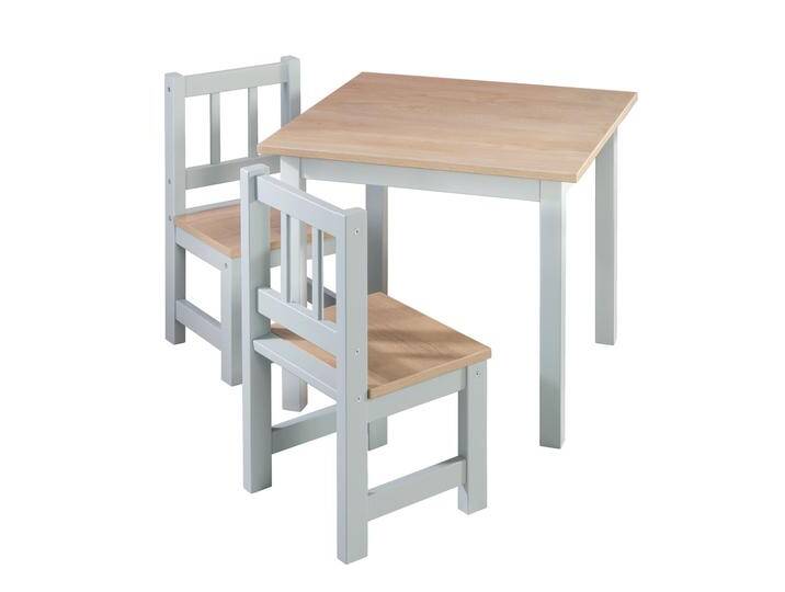 Kindersitzgruppe 'Woody' - 2 Stühle & 1 Tisch - Taupe lackiert - Holzdekor von Roba
