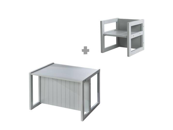Kindersitzgruppe im Landhausstil, Hocker + Tisch, drehbare Sitzmöbel in Grau Kindersitzgruppe im Landhausstil, Hocker + Tisch, drehbare Sitzmöbel in Grau von Roba