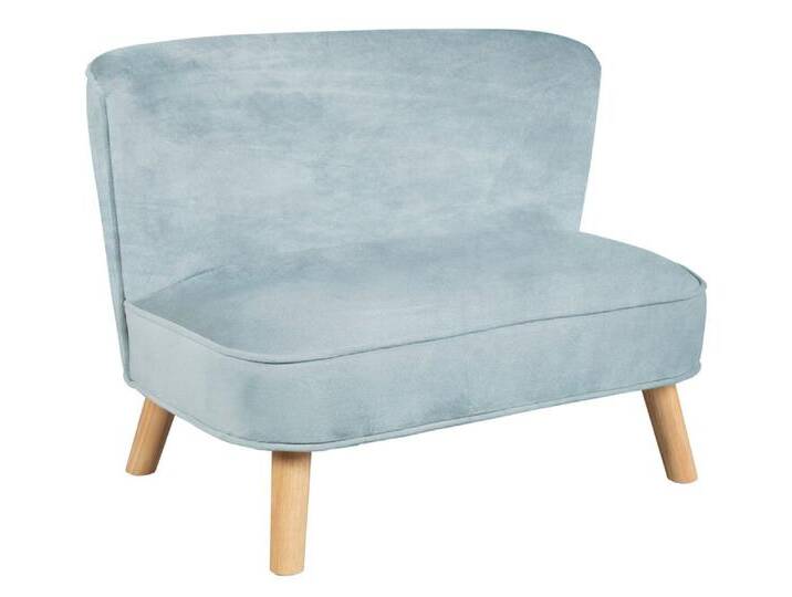 Kindersofa 2-Sitzer 70 x 48 x 50 cm Birke Stoffbezug blau von Roba