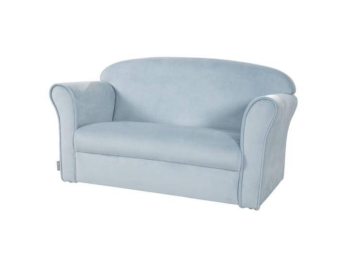 Kindersofa 'Lil Sofa' mit Armlehnen, bequeme Kindercouch mit hellblauem Samtstoff bezogen von Roba