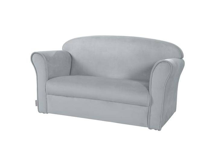 Kindersofa 'Lil Sofa' mit Armlehnen, bequeme Kindercouch mit silbergrauem Samtstoff bezogen von Roba
