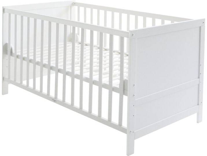 Kombi-Kinderbett, 70 x 140 cm, weiß, 3-fach verstellbar, Schlupfstäbe, umbaubar zum Juniorbett Kombi-Kinderbett, 70 x 140 cm, weiß, 3-fach verstellbar, Schlupfstäbe, umbaubar zum Juniorbett von Roba