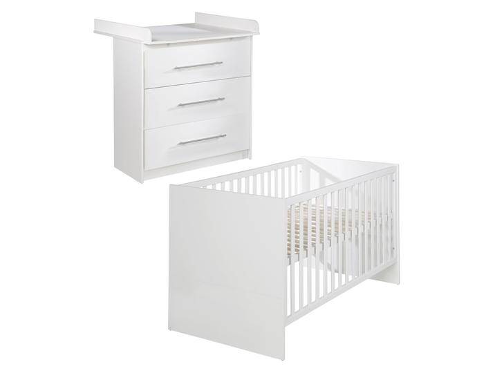 Möbelset 'Maren' 2-teilig - Kombi-Bett 70x140 + Wickelkommode schmal - Weiß von Roba