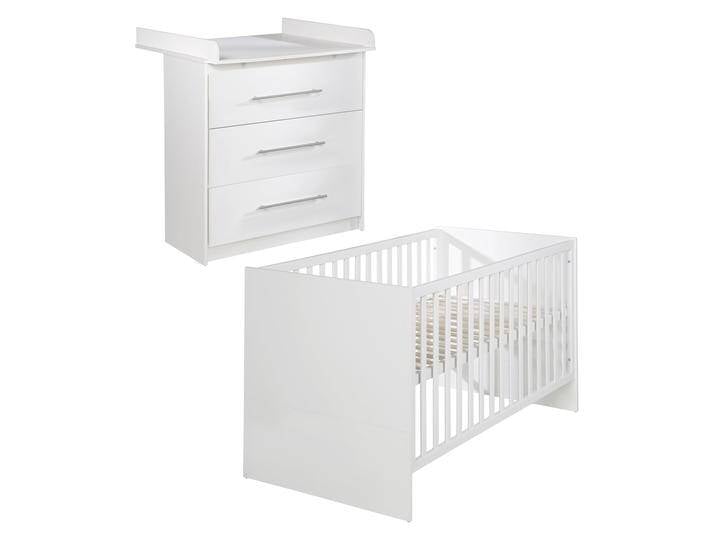 Möbelset 'Maren' 2-teilig - Kombi-Bett 70x140 + Wickelkommode schmal - Weiß von Roba