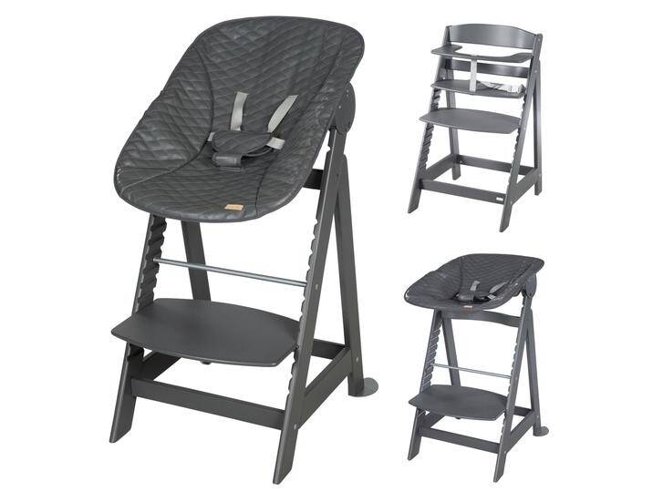 Treppenhochstuhl 'Born Up' Set 2in1 in Anthrazit, inkl. Liegeaufsatz 'Graphite gesteppt' Treppenhochstuhl 'Born Up' Set 2in1 in Anthrazit, inkl. Liegeaufsatz 'Graphite gesteppt' von Roba