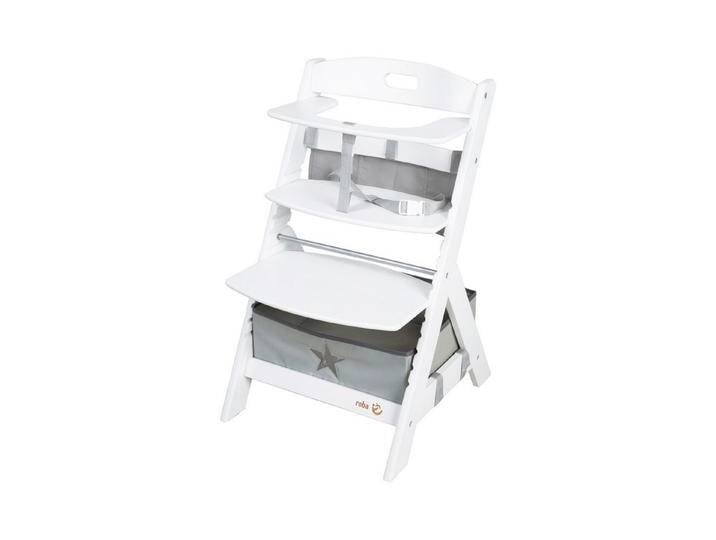 roba® Hochstuhl Liv Up - mitwachsender Treppenhochstuhl - bis 70kg belastbar (Set mit Hochstuhl Organizer), höhenverstellbar & nachhaltig - aus FSC-zertifiziertem Holz - Weiß, weiß von Roba