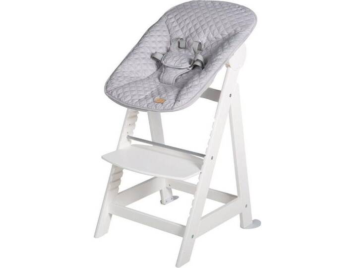 roba® Hochstuhl Treppenhochstuhl 2-in-1 Set Style, Born Up, mit Neugeborenen-Aufsatz, grau silberfarben weiß, silbergrau/weiß von Roba