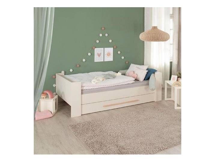 roba® Kinderbett Flexi Grow 90 x 200 cm- mitwachsendes & modulares Bett-System aus Holz (Hergestellt in Europa - Blauer Engel zertifiziert, robuste Qualität, ideal zum Mitwachsen vom Kinderbett zum Jugendbett), mit Unterbett-Schublade, praktische Liegehöhe - Beige / Cashmere von Roba