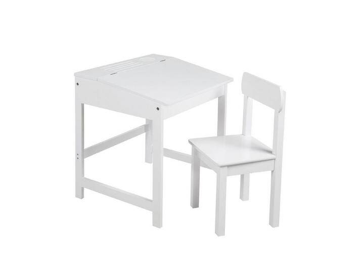 roba® Kinderschreibtisch Schulpult mit Stuhl (2-St), klappbare Tischplatte mit Dämpfungsbeschlägen, gefräste Ablagerillen, weiß von Roba