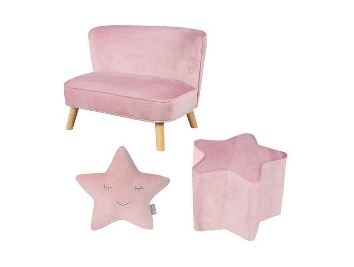 roba® Kindersitzgruppe Lil Sofa in verschiedenen Farben, Kindersofa, Hocker & Dekokissen in Sternenform, rosa, rosa/mauve von Roba