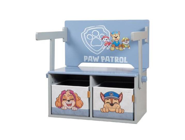 roba® Sitzbank Paw Patrol - Kinder Sitzbank mit klappbaren Tisch, Kindersitzgruppe - Kindertisch - Ab 18 Monaten - Holz grau / blau, blau grau von Roba