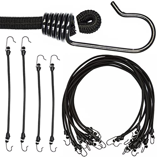 12er Set 40cm Lang Elastisch Spanngummi mit Haken Transportgurte Planenspanner Gepäckspanner Expander Gepäckträger von Roban Fashion