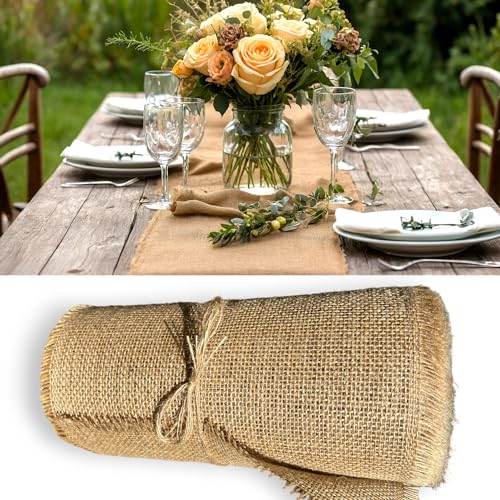 Roban Fashion Juteband Jute Tischläufer Tischband Natur braun breite 25cm Rolle 5m 10m 15m 25m 30m 40m 50m (25CMX100M) von Roban Fashion