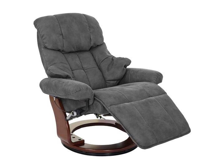 MCA Relaxsessel Calgary 2, Fernsehsessel Sessel, Stoff/Textil 150kg belastbar Dunkelgrau, Walnuss-Optik von Robas-Lund