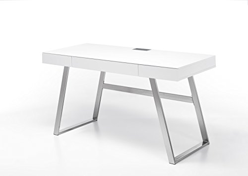 Robas Lund, Schreibtisch, Computertisch, Aspen, Edelstahl/matt weiß, 60 x 140 x 75 cm, 40129MW2 von Robas Lund