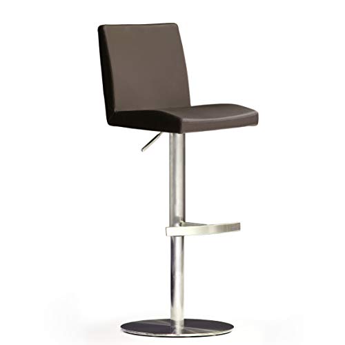 Robas Lund Barhocker Braun Leder mit Lehne Barstuhl drehbar 360 Grad, Hocker höhenverstellbar, LO.PES von Robas Lund