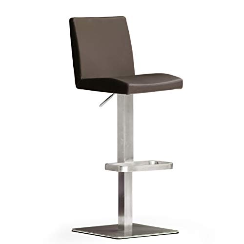 Robas Lund Barhocker Braun mit Lehne Barstuhl drehbar 180 Grad, Hocker höhenverstellbar, PU LO.PES von Robas Lund