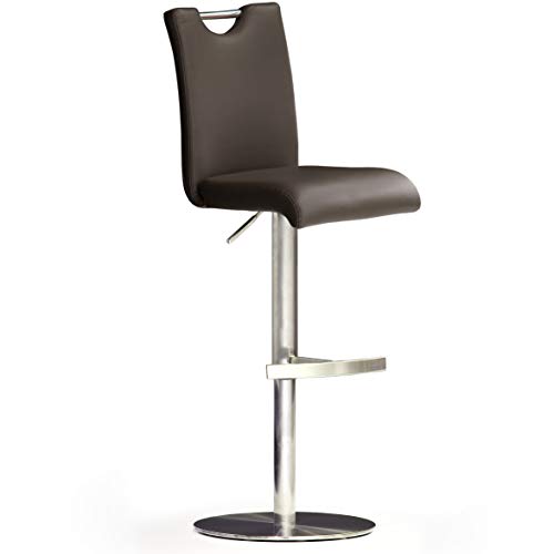 Robas Lund Barhocker Braun mit Lehne Barstuhl drehbar 360 Grad, Hocker höhenverstellbar, PU BAR.DO von Robas Lund