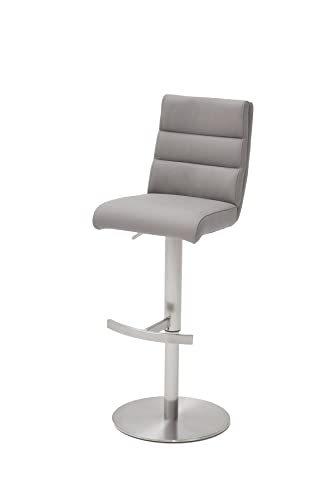 Robas Lund Barhocker Eisgrau Leder drehbar 360°, Barstuhl höhenverstellbar, Giulia B von Robas Lund