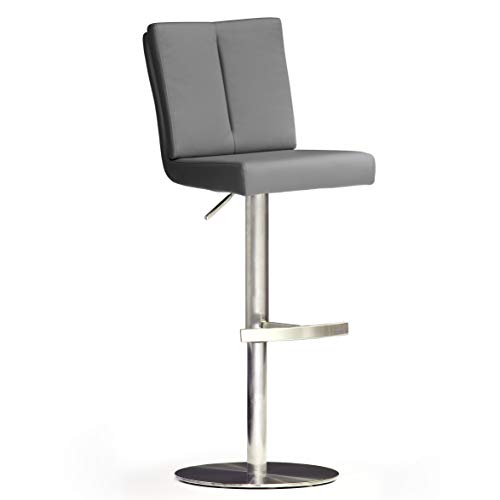 Robas Lund Barhocker Grau mit Lehne Barstuhl drehbar 360 Grad, Hocker höhenverstellbar, PU BRU.NI von Robas Lund