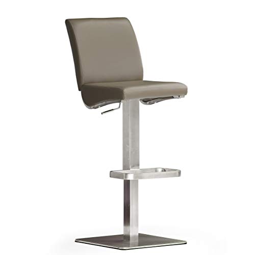 Robas Lund Barhocker Leder Cappuccino mit Lehne Barstuhl drehbar 180 Grad, Hocker höhenverstellbar, DI.AZ von Robas Lund