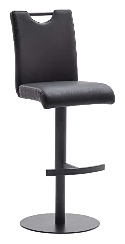 Robas Lund Barhocker Schwarz Kunstleder drehbar 360°, Barstuhl höhenverstellbar, Alesi von Robas Lund