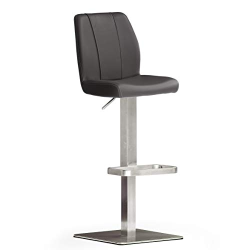 Robas Lund Barhocker Schwarz Leder mit Lehne Barstuhl drehbar 180 Grad, Hocker höhenverstellbar, NA.OMI, 51 x 42 x 112 cm von Robas Lund