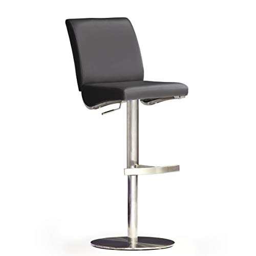 Robas Lund Barhocker Schwarz Leder mit Lehne Barstuhl drehbar 360 Grad, Hocker höhenverstellbar, DI.AZ von Robas Lund