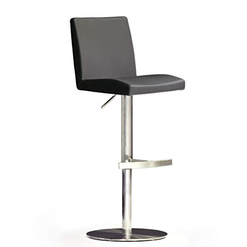 Robas Lund Barhocker Schwarz Leder mit Lehne Barstuhl drehbar 360 Grad, Hocker höhenverstellbar, LO.PES von Robas Lund