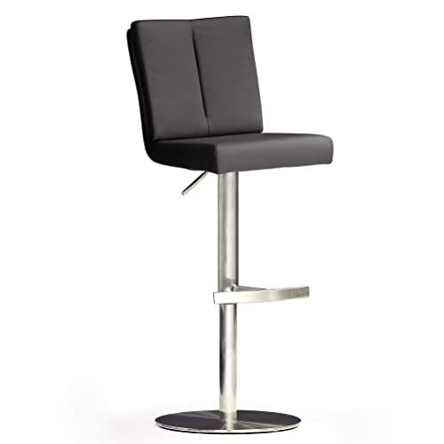 Robas Lund Barhocker Schwarz mit Lehne Barstuhl drehbar 360 Grad, Hocker höhenverstellbar, PU BRU.NI von Robas Lund