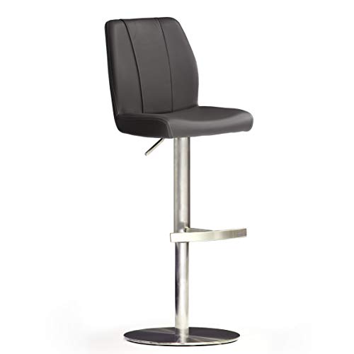 Robas Lund Barhocker Schwarz mit Lehne Barstuhl drehbar 360 Grad, Hocker höhenverstellbar, PU NA.OMI von Robas Lund
