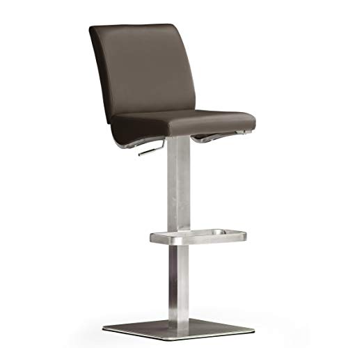 Robas Lund Barhocker Braun mit Lehne Barstuhl drehbar 180 Grad, Hocker höhenverstellbar, PU DI.AZ von Robas Lund
