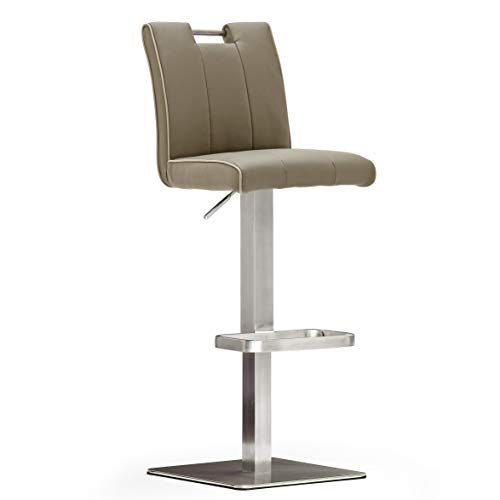 Robas Lund CA.STA Barstuhl/-hocker, Leder/Edelstahl, eckig/180 Grad drehbar, ca. 40 x 87-112 x 51 cm, cappuccino von Robas Lund