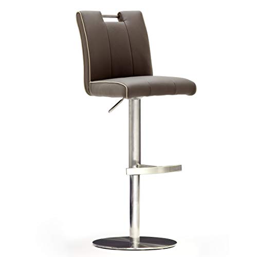 Robas Lund CA.STA Barstuhl/-hocker, Leder/Edelstahl, rund/360 Grad drehbar, ca. 42 x 87-112 x 51 cm, braun von Robas Lund